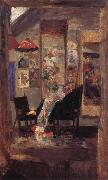 James Ensor Skeleton Looking at Chinoiseries painting